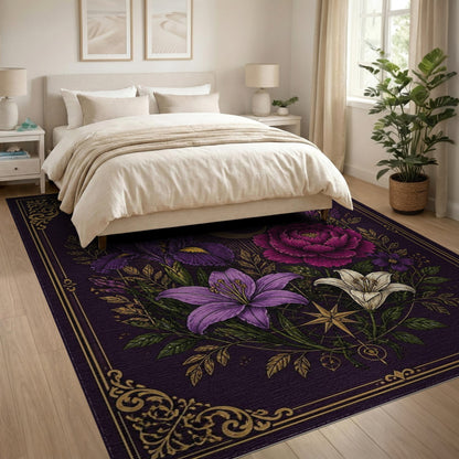 Purple Celestial Floral Vintage Area Rug
