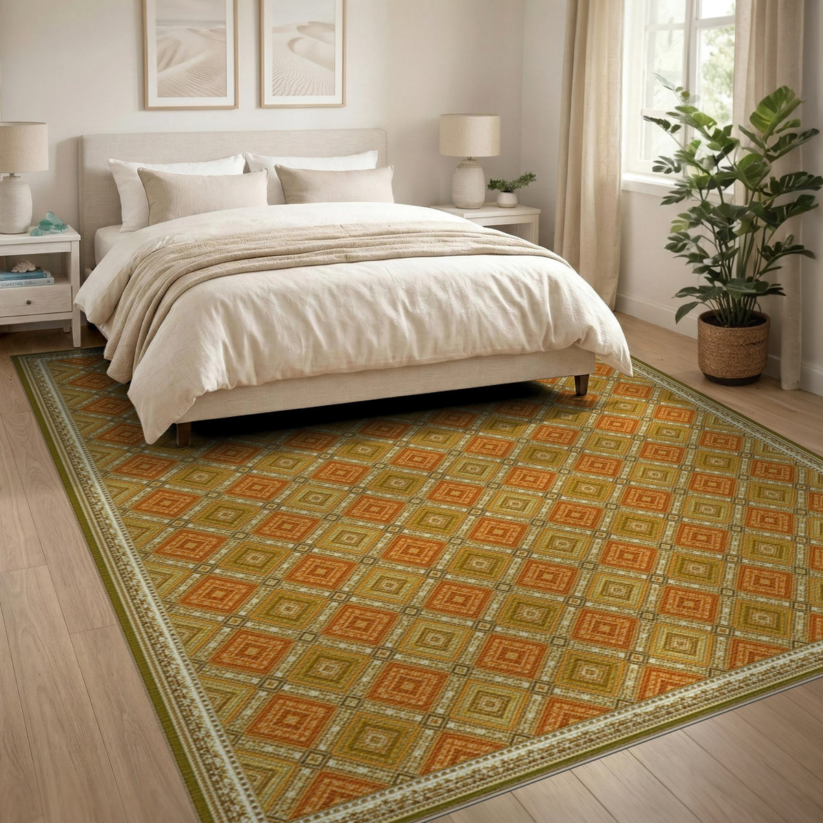 Orange Southwestern Geometric Area Rug