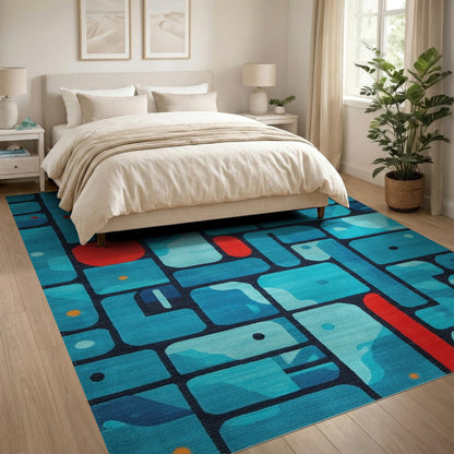 Blue Teal Geometric No. 6 Area Rug