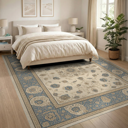 Blue and Teal Traditional Persian Blue Floral Persian Area Rug