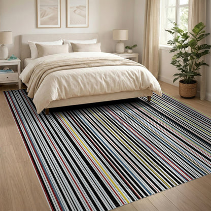 Multi-Color Vertical Stripe Washable Area Rug