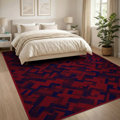 Red Geometric Modern Area Rug