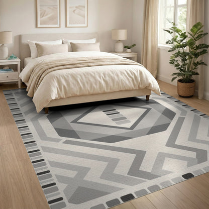 Grey Geometric Diamond Area Rug
