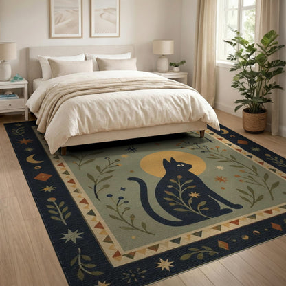 Boho Celestial Cat Area Rug