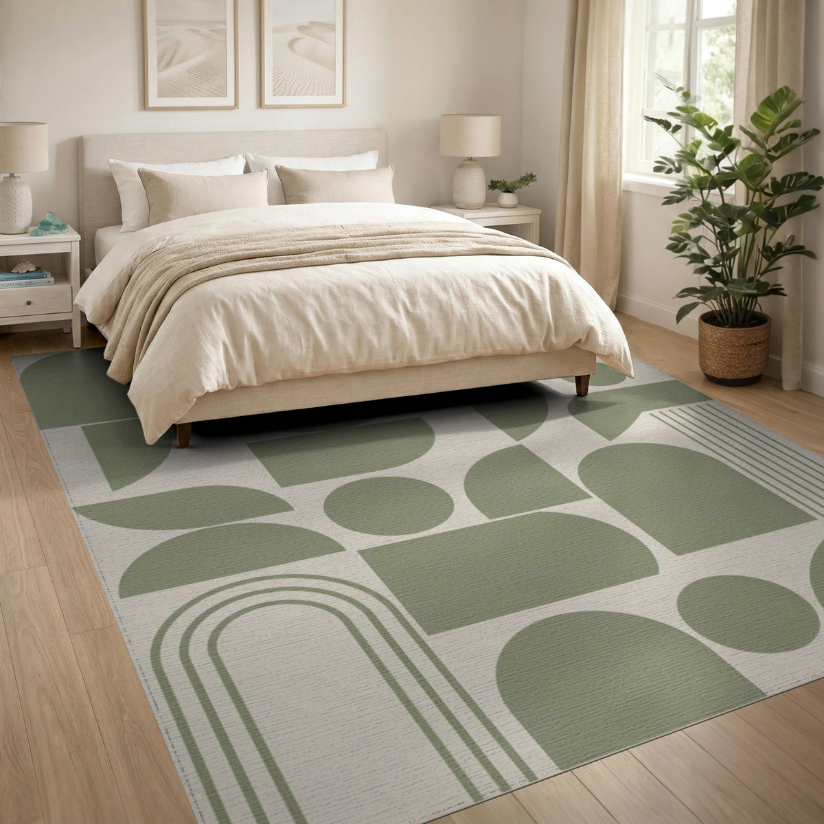 Green Geometric Arch Area Rug