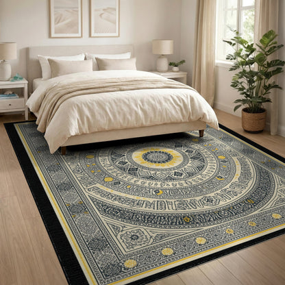 Black White Mandala Area Rug