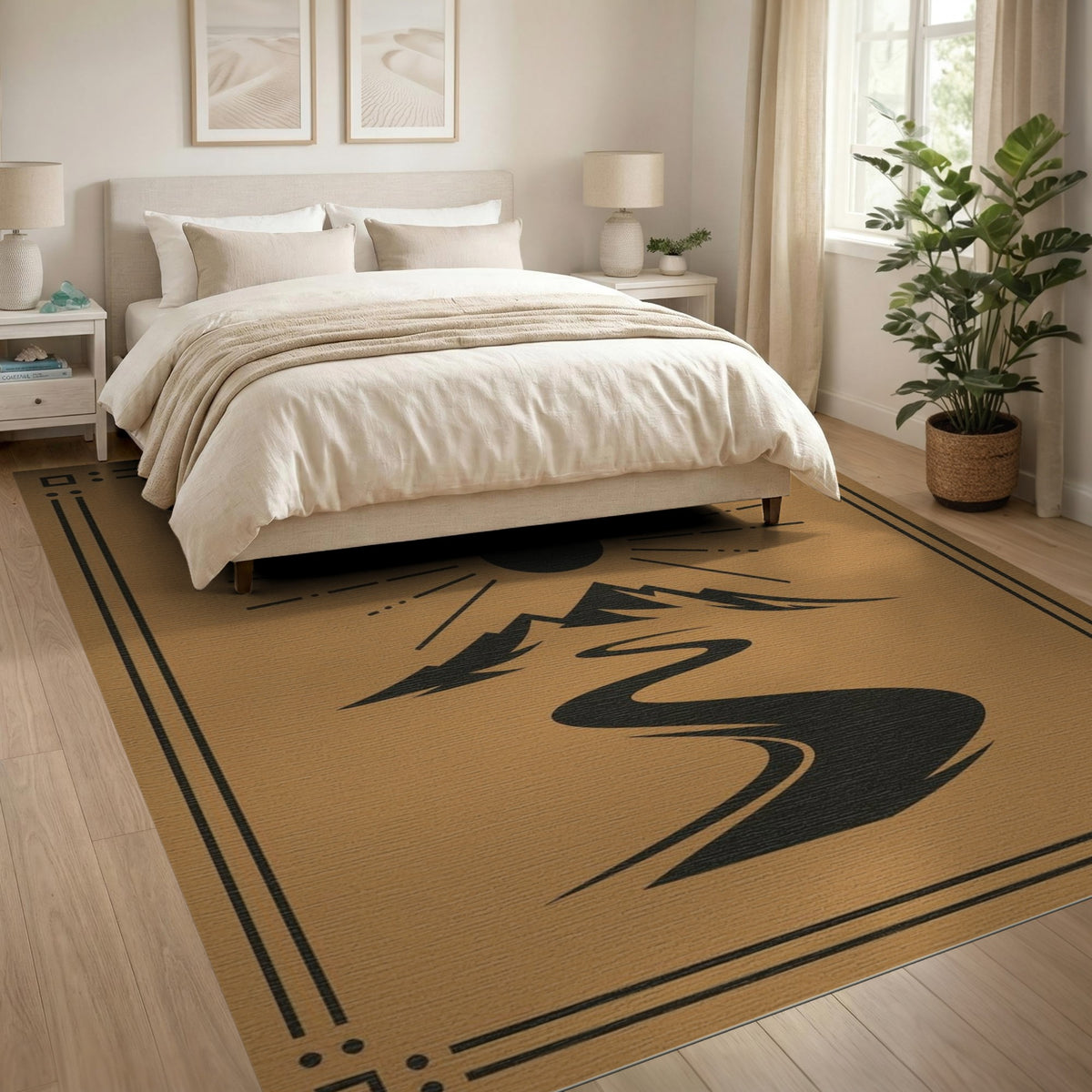 Southwestern Sun Mountain River Brown Area Rug