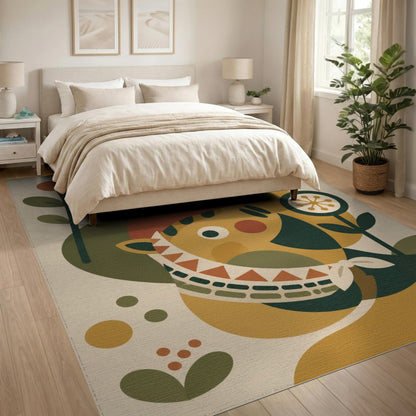 Whimsical Cartoon Face Kids Area Rug