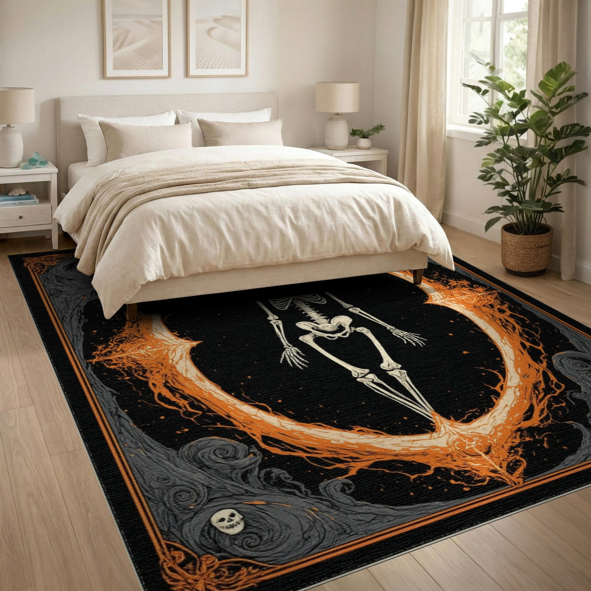 Gothic Skeleton Flame Area Rug