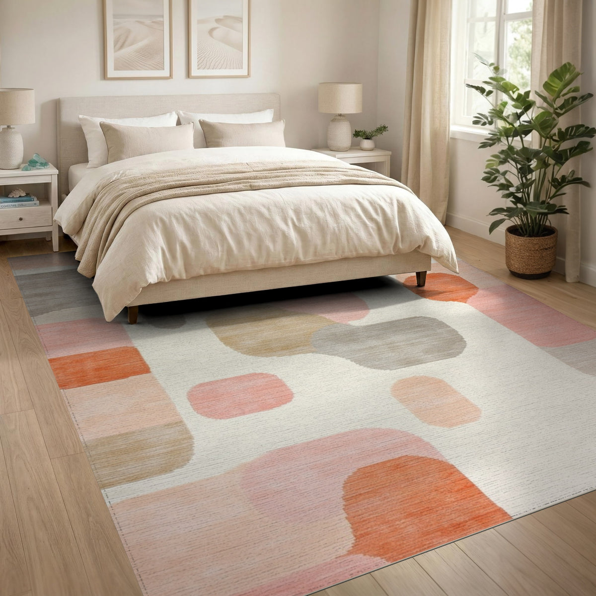 Pink Organic Abstract Area Rug