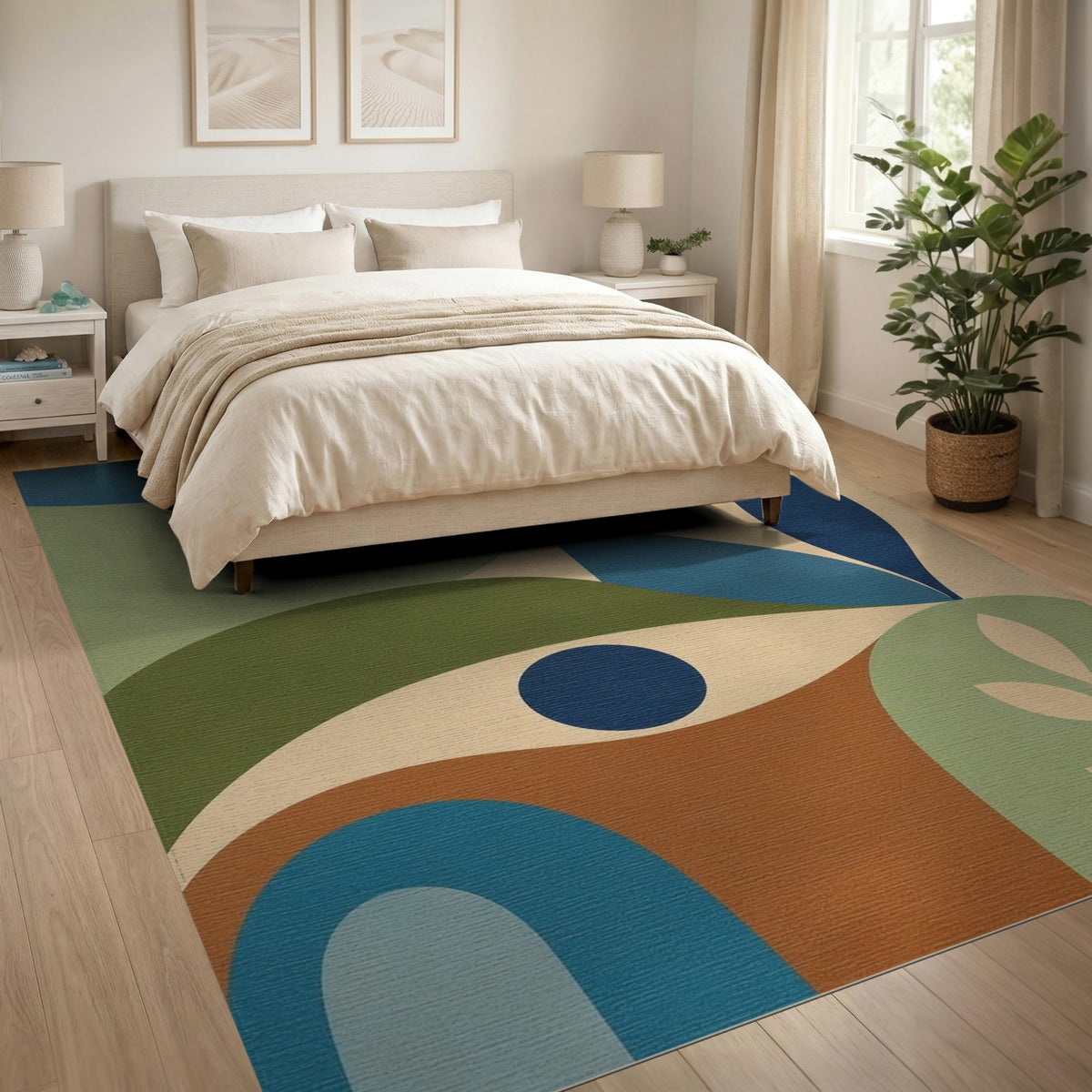 Beige Abstract Area Rug with Organic Shapes