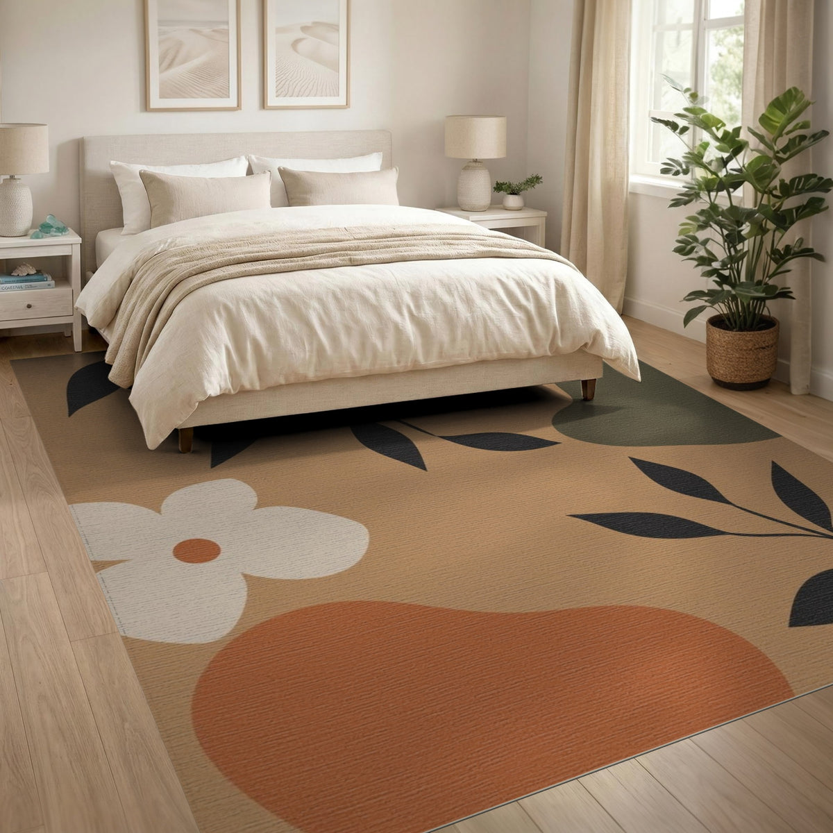 Brown Floral Vintage Area Rug