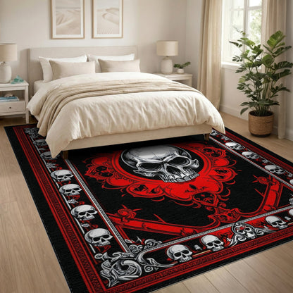 Red Skull Medallion Area Rug