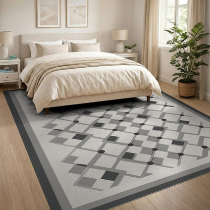 Grey Geometric Lattice Area Rug