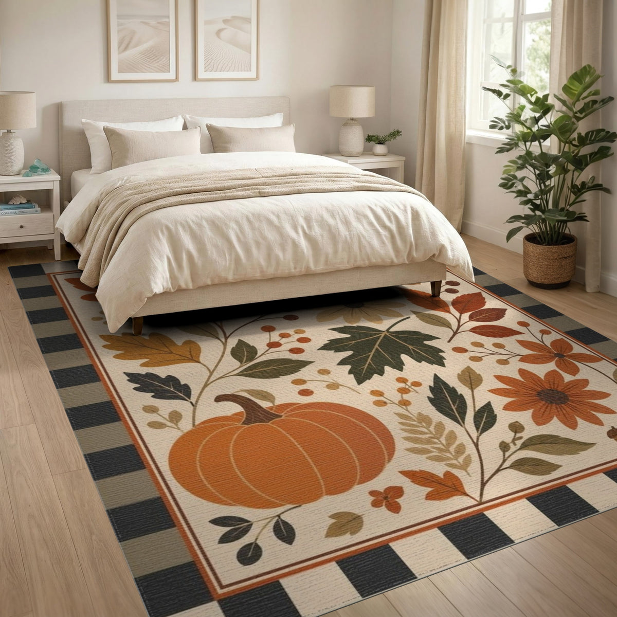 Autumn Harvest Floral Washable Area Rug