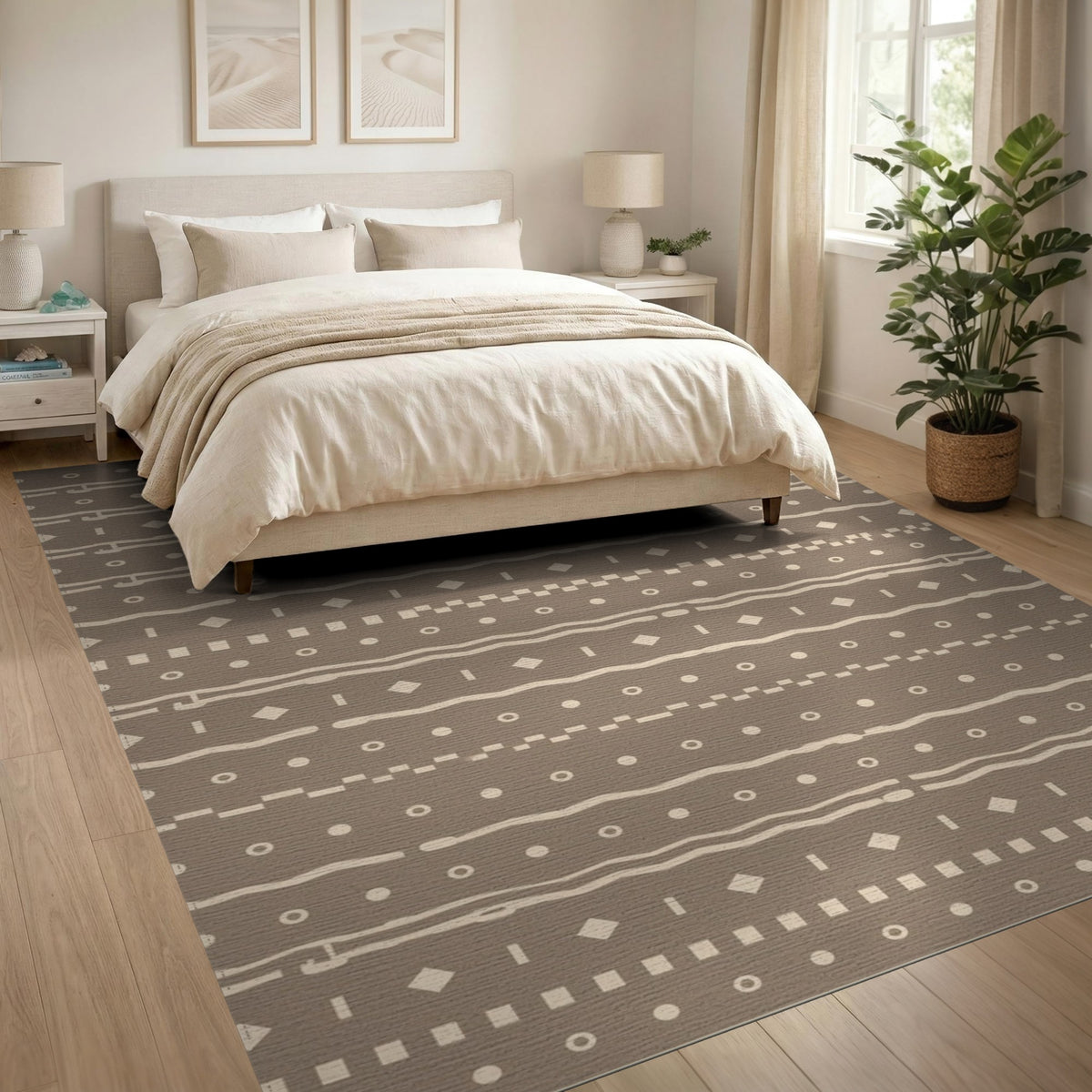 Brown Tan Heritage Tribal Area Rug