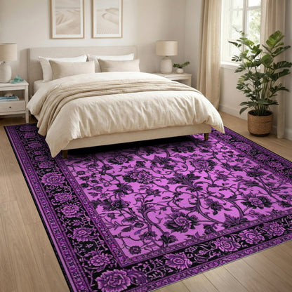 Purple Floral Vintage Area Rug