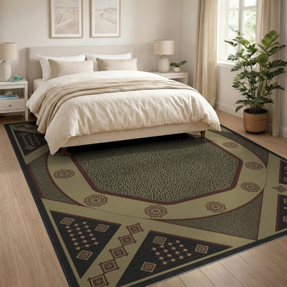 Beige Octagon Medallion Area Rug