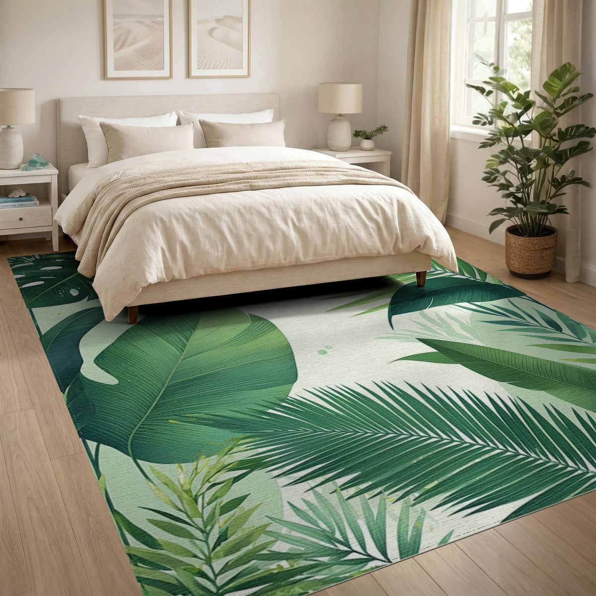 Lush Green Leaf Washable Area Rug