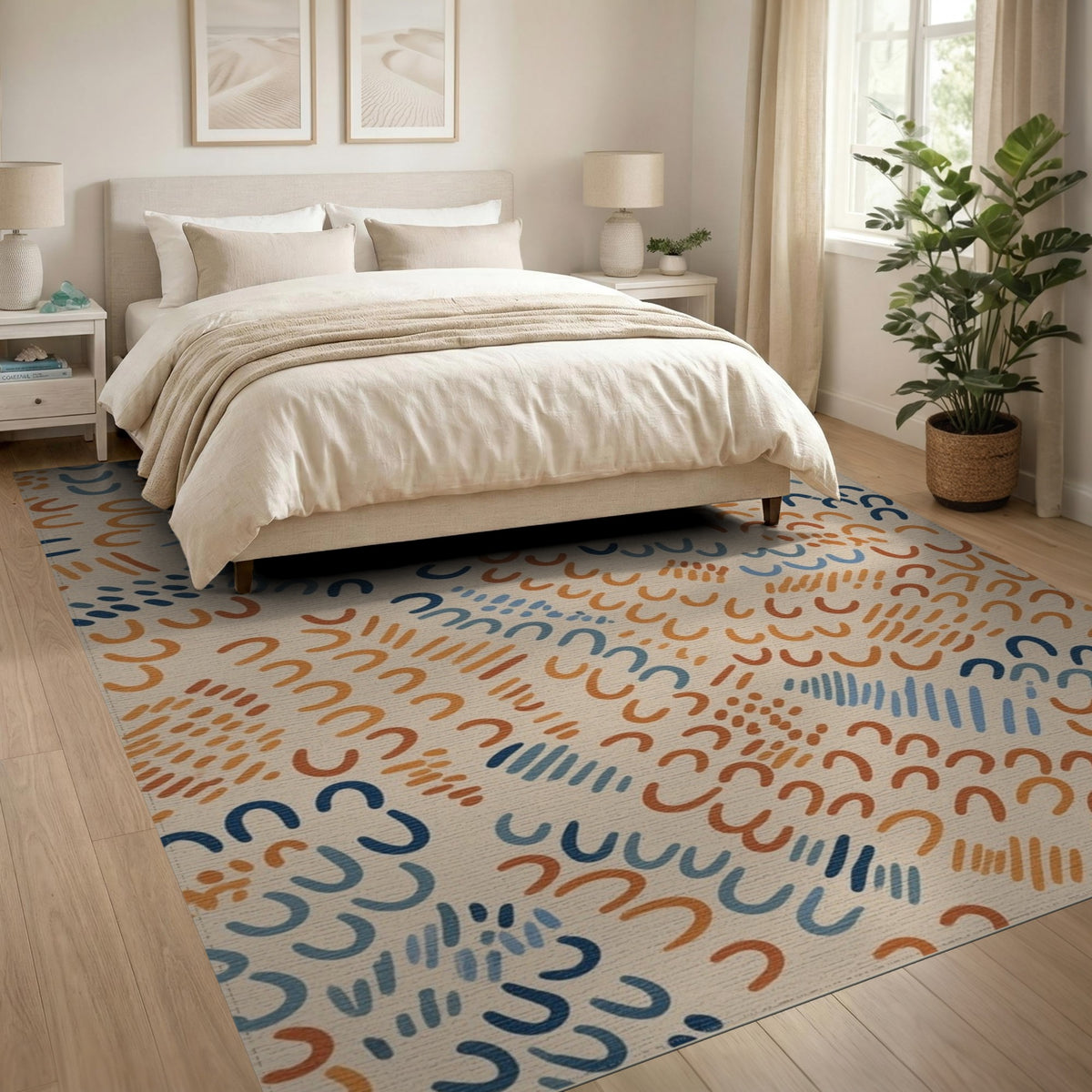 Multi-Color Abstract Curves Area Rug