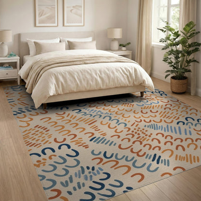 Multi-Color Abstract Curves Area Rug