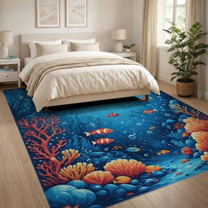 Ocean Coral Reef Fish Area Rug