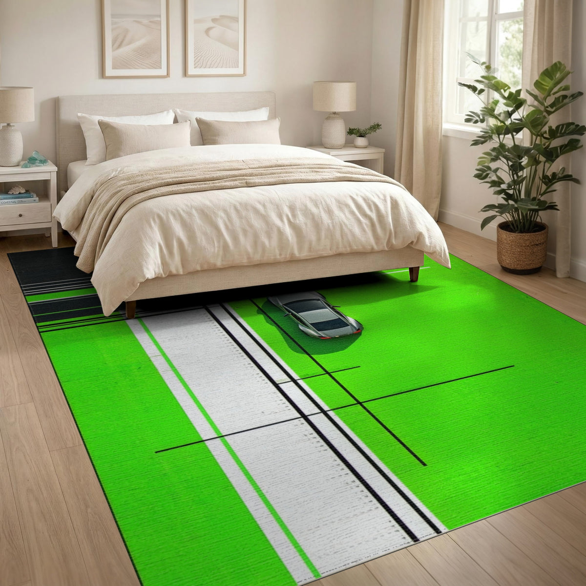 Bold Green Geometric Area Rug