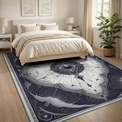 Geometric Modern Black and White Celestial Geometric Black White Area Rug