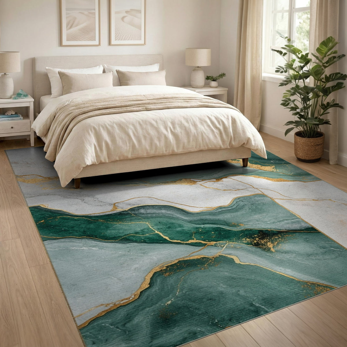 Abstract Area Teal Marble Gold Abstract Area Rug