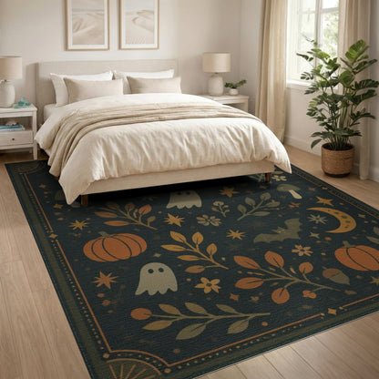 Whimsical Halloween Ghost Pumpkin Area Rug