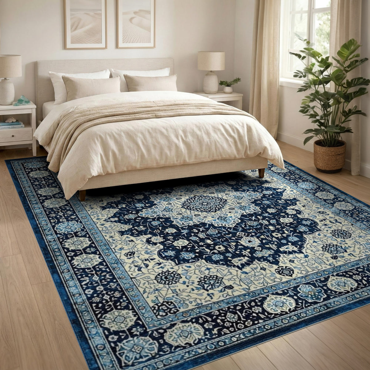 Blue Persian Medallion Area Rug