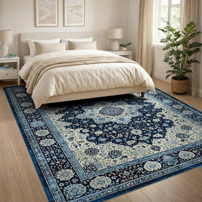 Blue Persian Medallion Area Rug