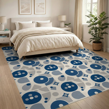 Geometric Modern Blue Geometric Circle Area Rug