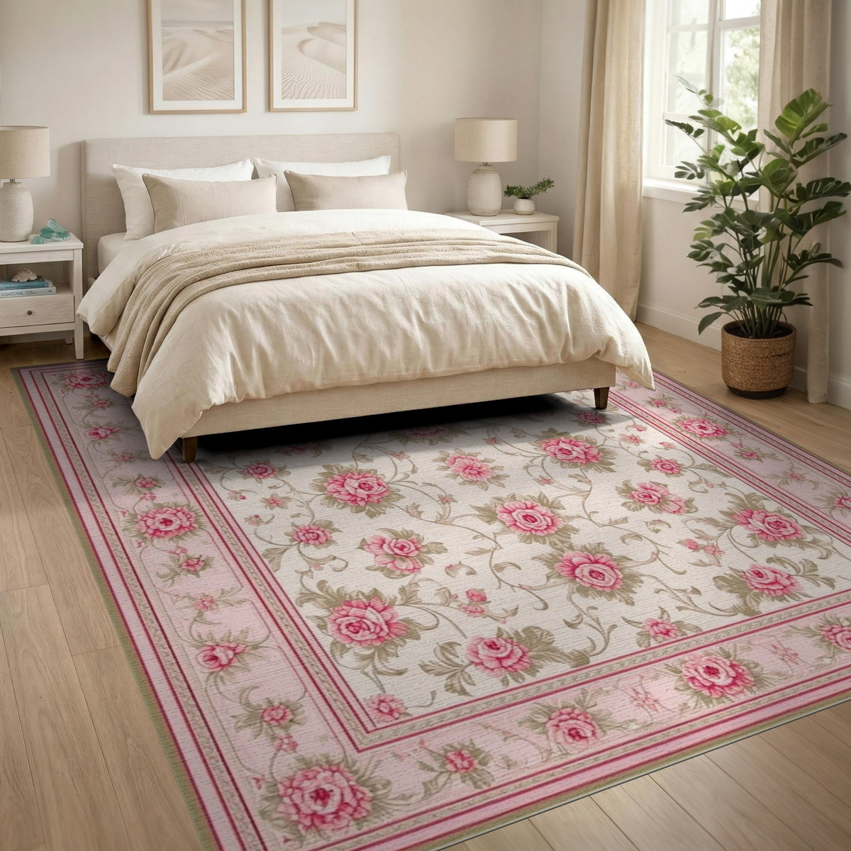 Pink Rose Floral Vintage No. 18 Area Rug