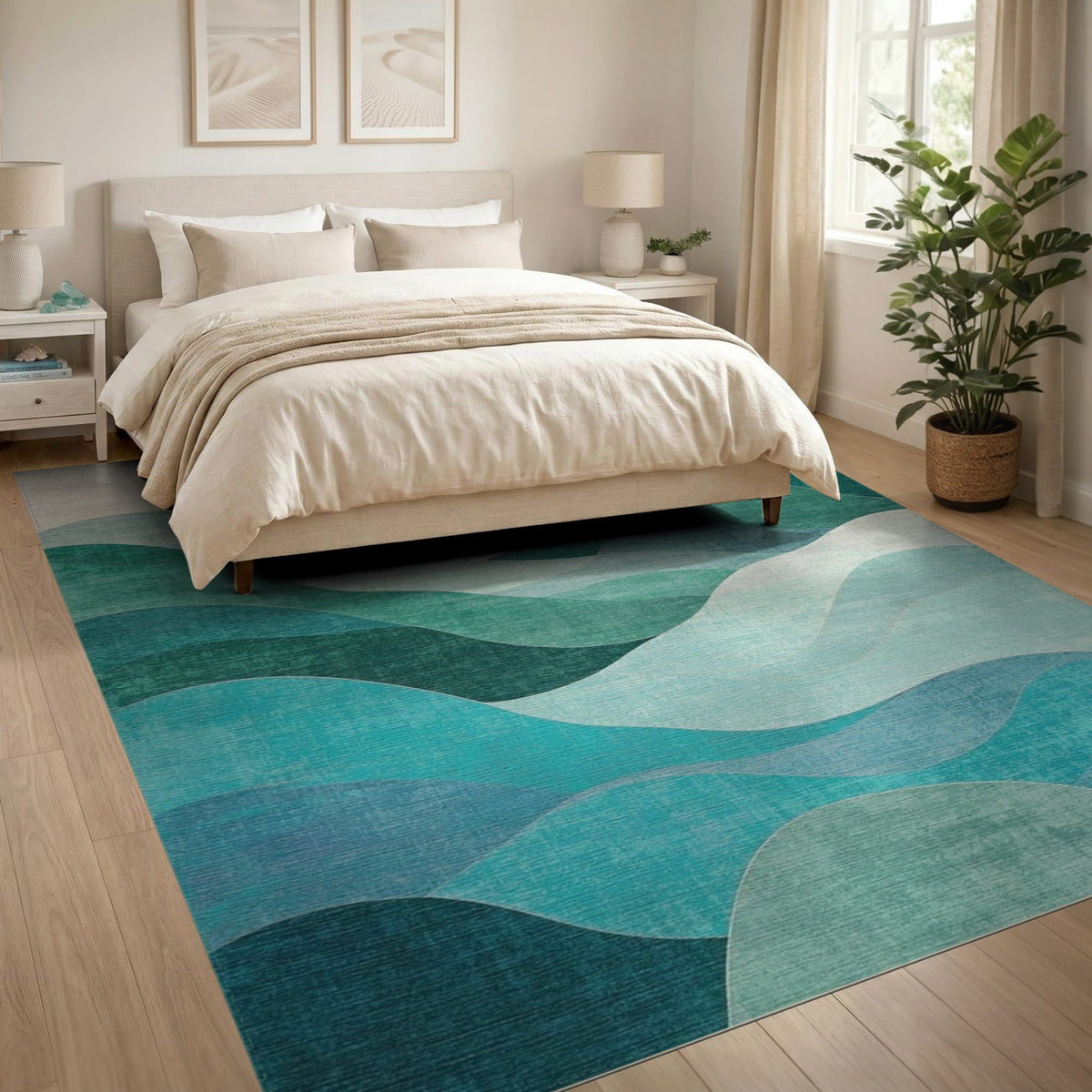 Teal Wave Abstract No. 26 Area Rug