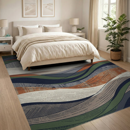 Flowing Waves Abstract Area Rug