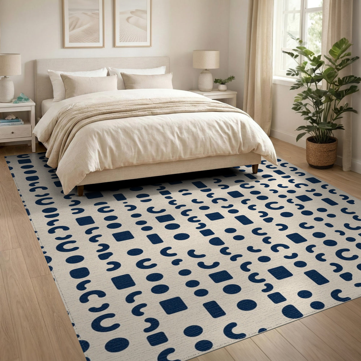 Navy Geometric Area Rug