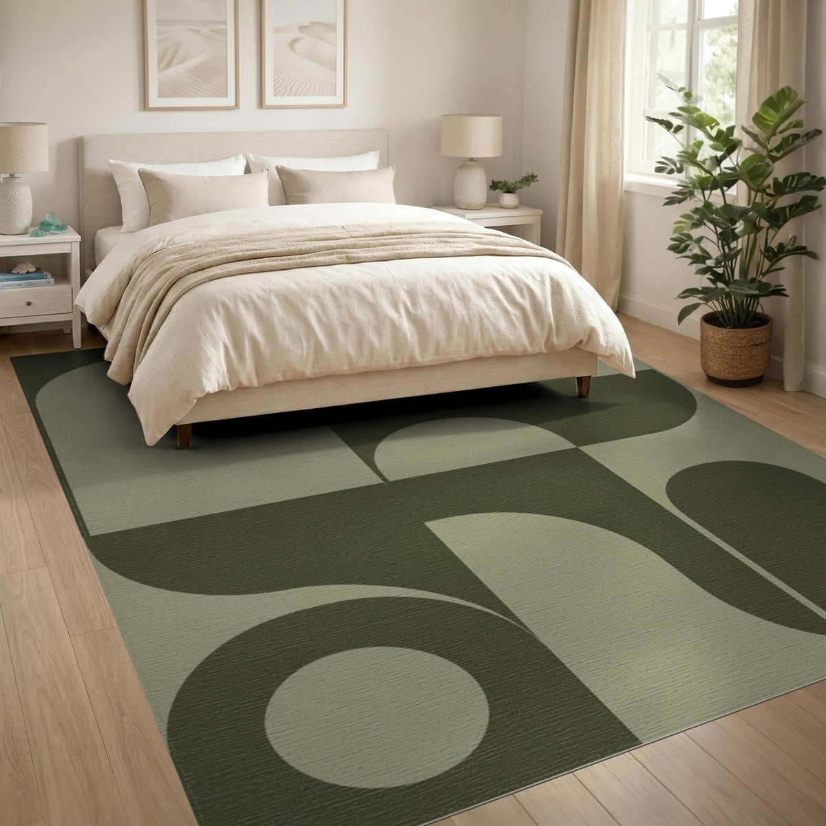 Geometric Modern Olive Green Geometric Modern Area Rug