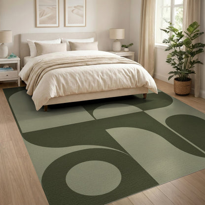 Geometric Modern Olive Green Geometric Modern Area Rug