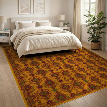 Orange Southwestern Hexagon Area Rug