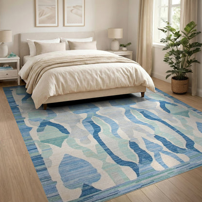 Blue and Teal Geometric Modern Blue Teal Geometric Area Rug
