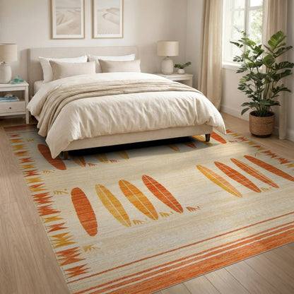 Orange Southwestern Surfboard Area Rug