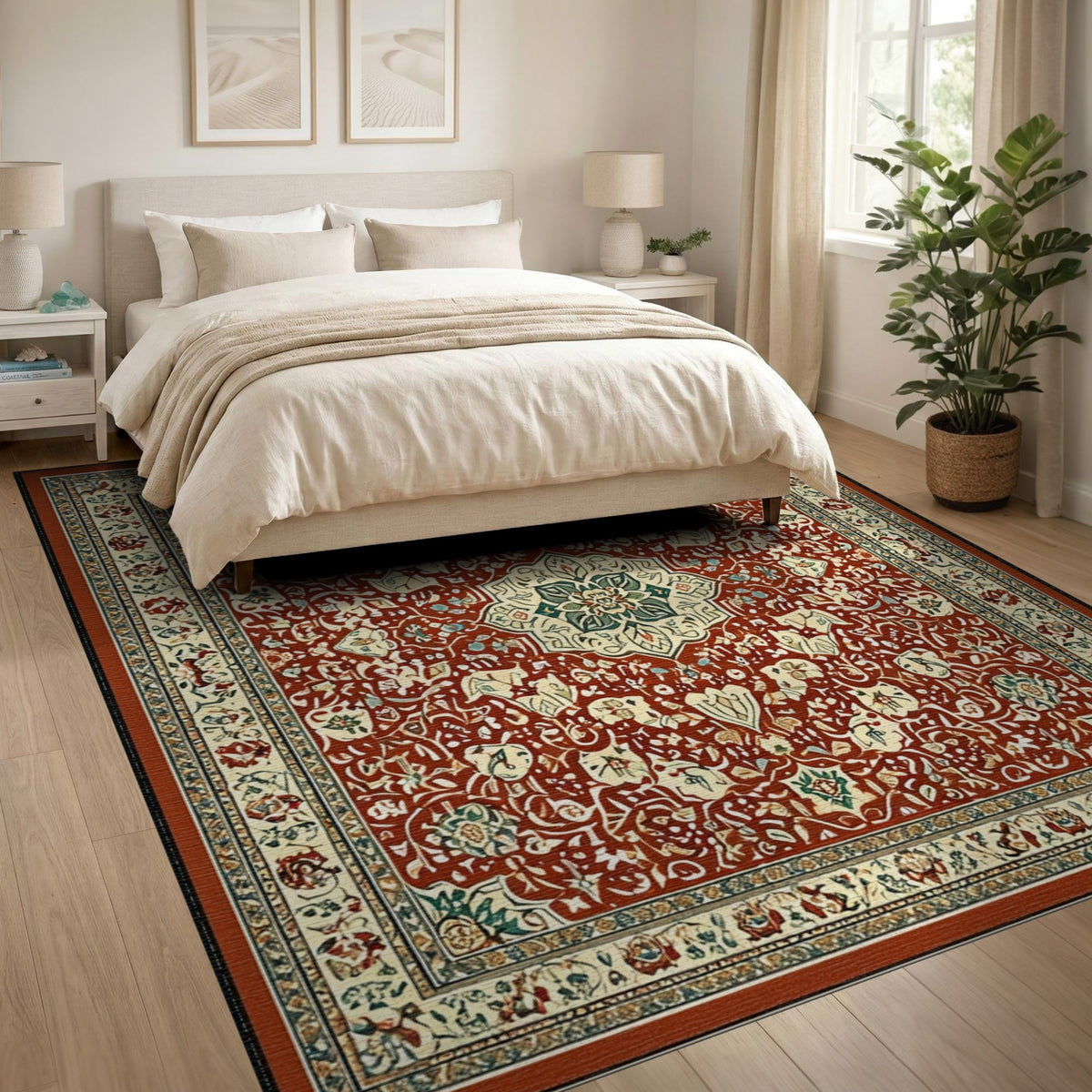 Floral Medallion Traditional Persian Red Persian Floral Medallion Area Rug