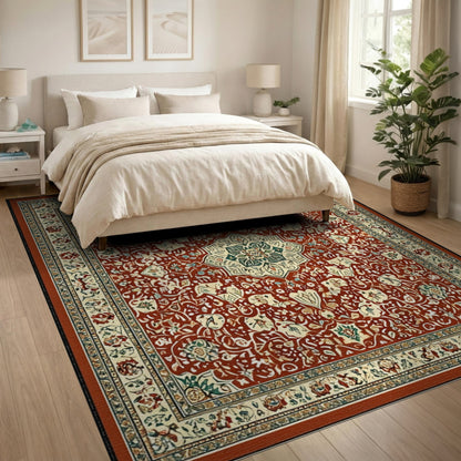 Floral Medallion Traditional Persian Red Persian Floral Medallion Area Rug
