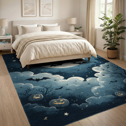 Halloween Moon Bats Area Rug