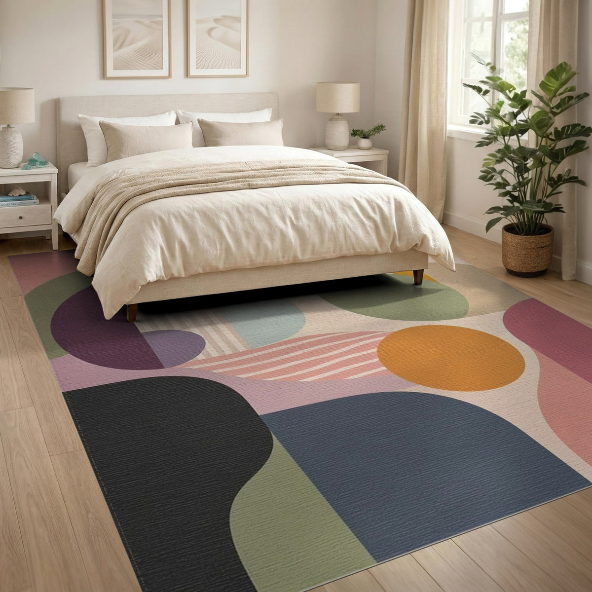 Vivid Geometric Abstract Area Rug