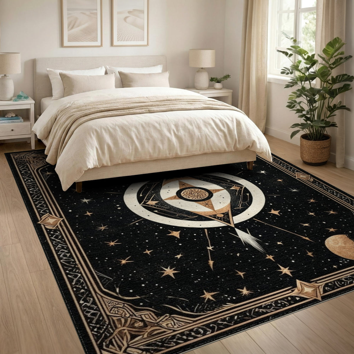 Celestial Gold Geometric Area Rug