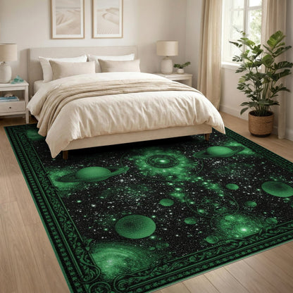 Green Celestial Orbit Area Rug