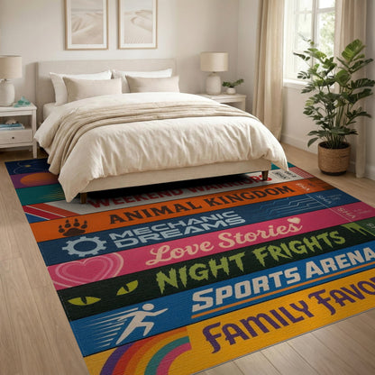 Retro VHS Tape Stack Area Rug