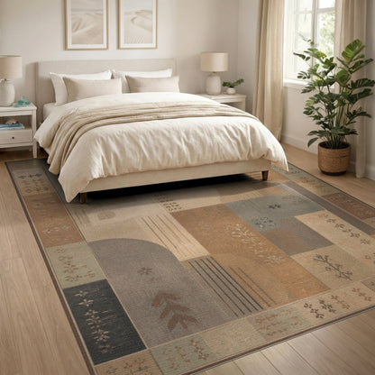 Geometric Modern Brown Tan Geometric Abstract Area Rug